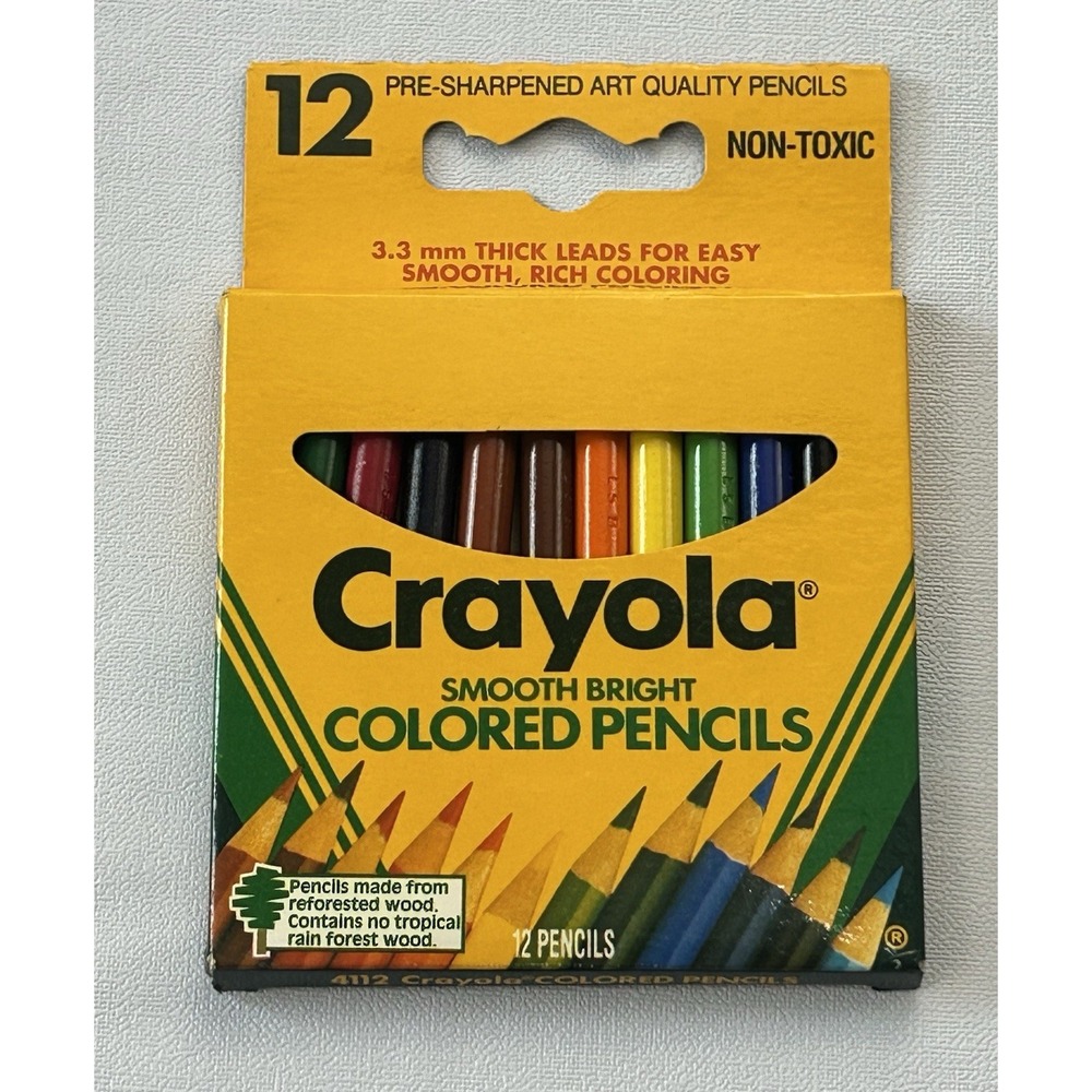 Vintage 1992 Crayola Colored Pencils Smooth Bright NOS Unused Retro School Suppl